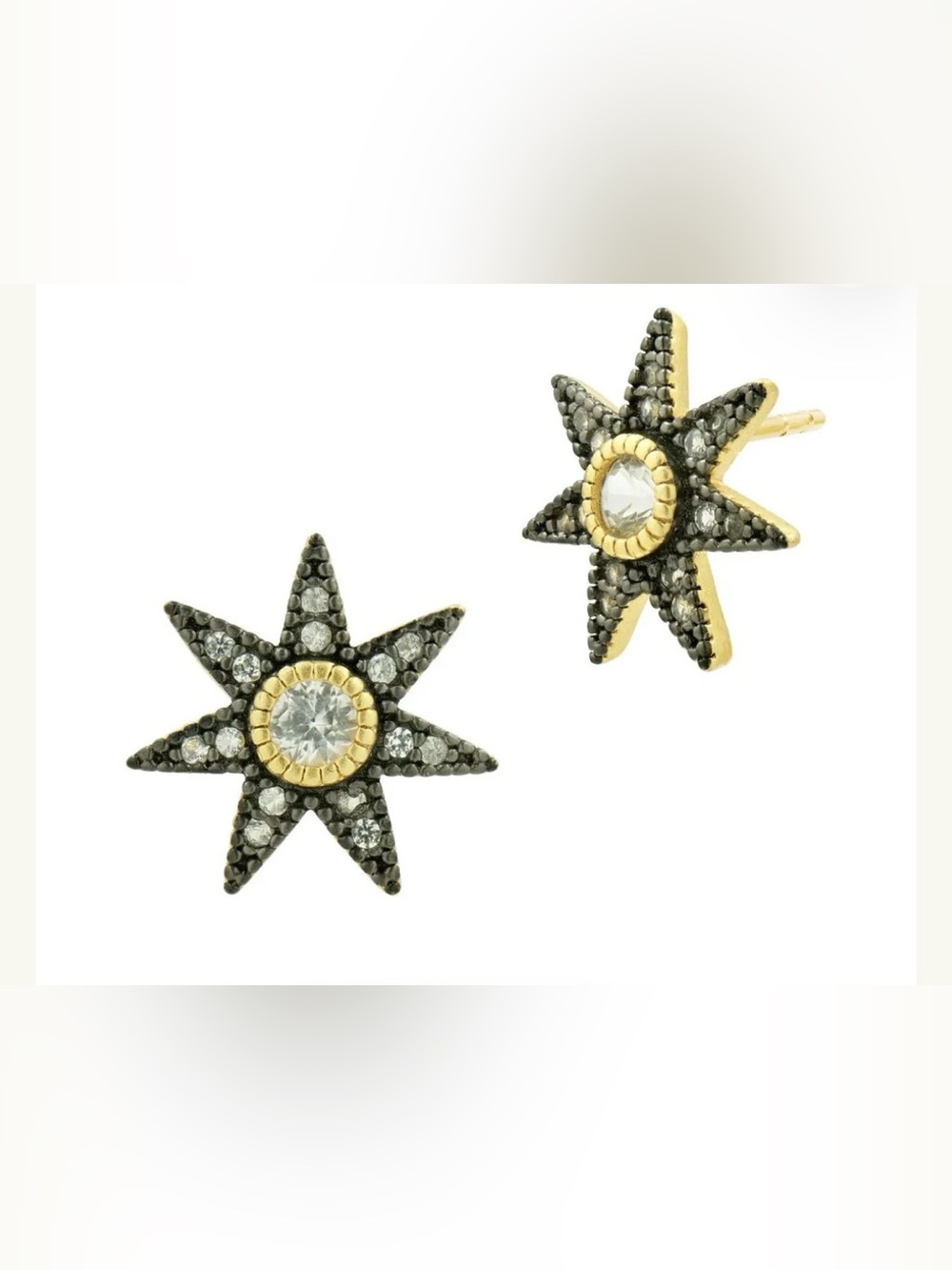 New in Box Freida Rothman Cellestian Stud Earrings - Matte Gold over 925 Sterlin